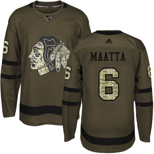 Adidas Blackhawks #6 Olli Maatta Green Salute to Service Stitched Youth NHL Jersey